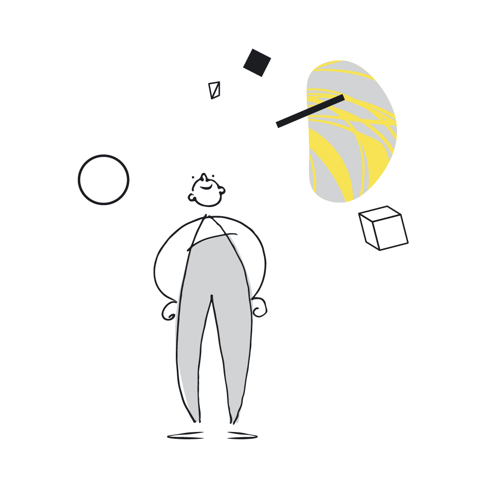 Abstract illustration with geometric shapes and figure